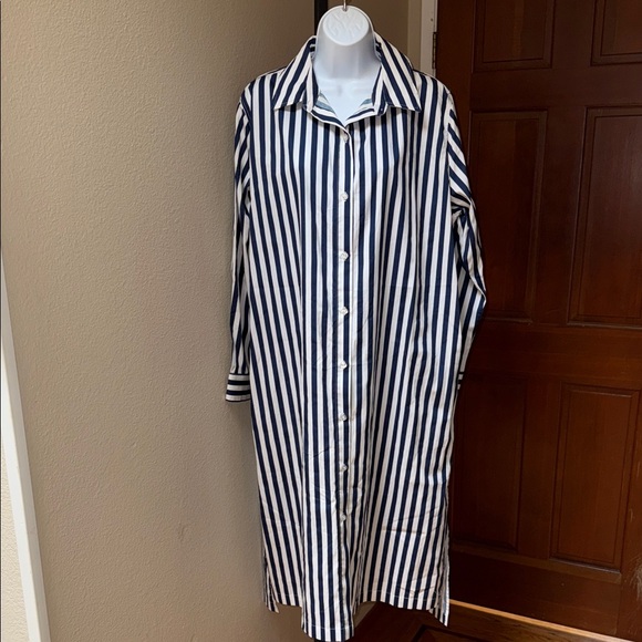 Steve Madden Dresses & Skirts - Steve Madden Navy and White Striped Oversize Maxi Painters Shirt Dress Women’s M